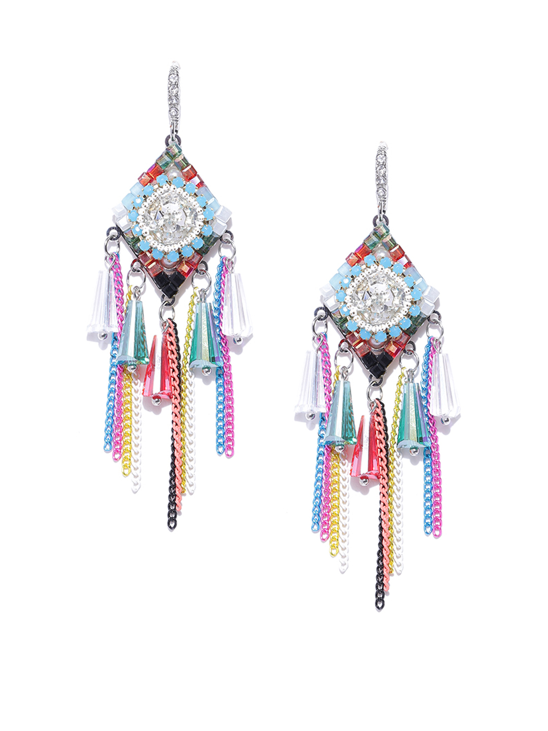 YouBella Multicoloured Geometric Drop Earrings
